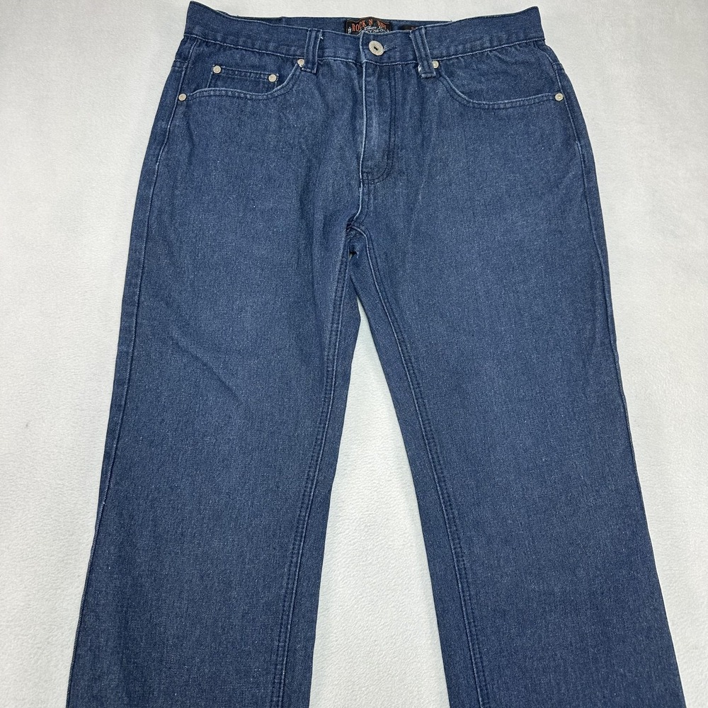 Rock N Run Jeans Mens 33x30‎ Blue Straight Dark Wash Denim Regular Fit Classic